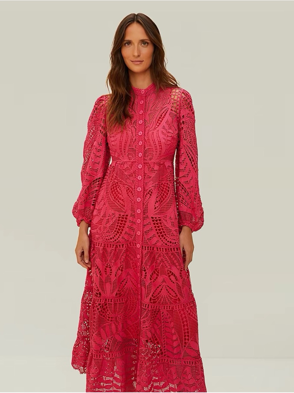 Farm Rio Pink Guipire Maxi Dress